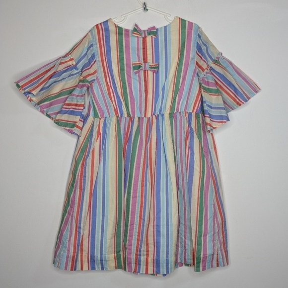 Crewcuts pink blue cream striped short sleeve dress 7 - Picture 6 of 8